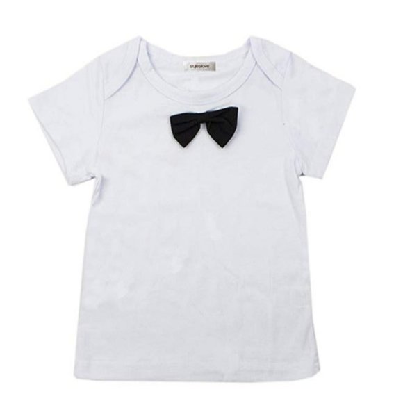Toddler Boy 3D Bowtie Tee, Jeans & Suspenders 3pcs Outfit - Picture 2 of 4